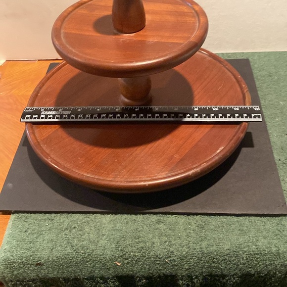 Vintage Genuine Woodcrodtery Wooden 2-Tier Rotating Serving Stand - Picture 2 of 7